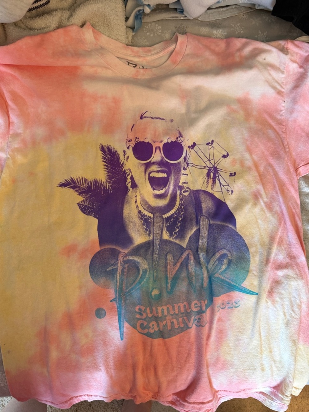 PINK  Tie-Dye Graphic Tee in Pink, Yellow, Purple